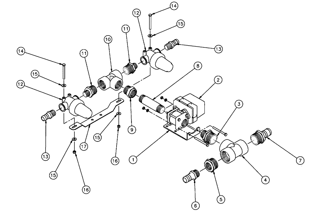 Схема запчастей Case IH SPX4410 - (09-005) - VALVE PLUMBING GROUP, 5 SECTION Liquid Plumbing