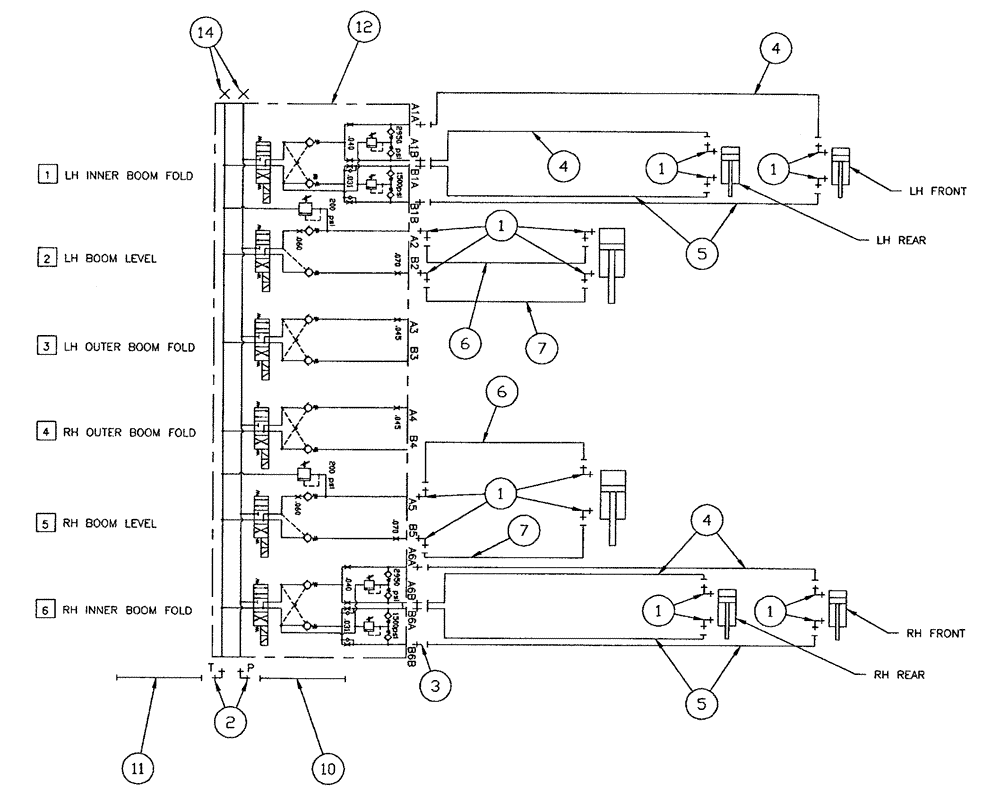 Схема запчастей Case IH SPX4260 - (06-004) - HYDRAULIC GROUP, 60 STANDARD BOOM Hydraulic Plumbing