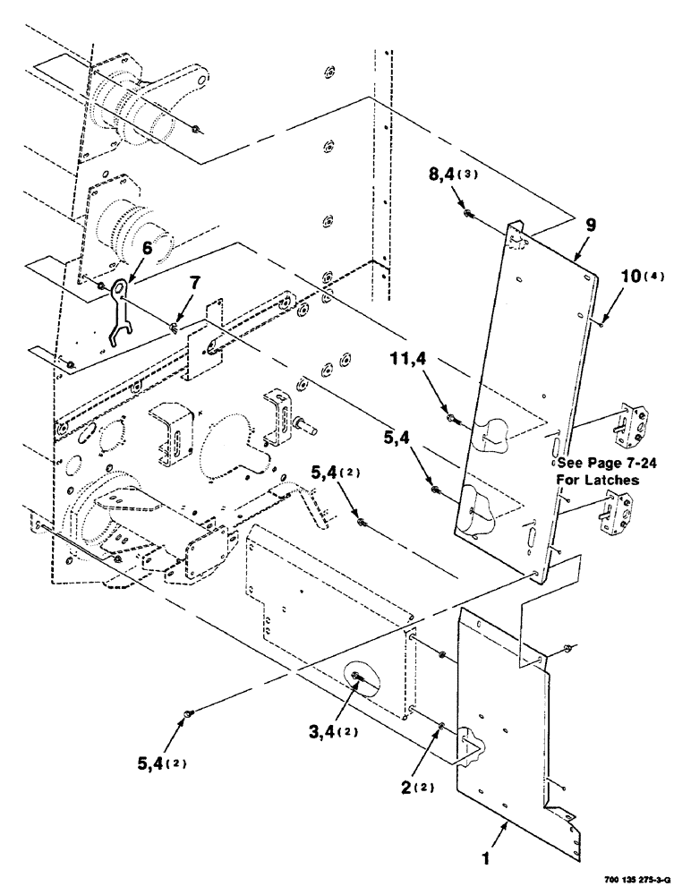 Схема запчастей Case IH RS551 - (7-18) - LATCH SUPPORT ASSEMBLIES, LEFT (12) - MAIN FRAME