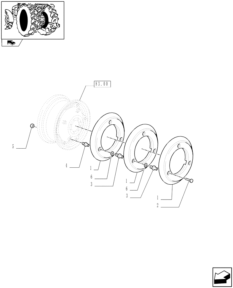 Схема запчастей Case IH PUMA 155 - (1.49.6) - 65 KG REAR BALLAST FOR BAR AXLE (VAR.330628-331628) (05) - REAR AXLE