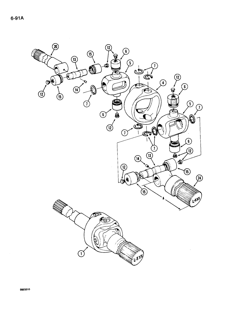 Схема запчастей Case IH 9250 - (6-091A) - FRONT STEERABLE AXLE, AXLE SHAFT (06) - POWER TRAIN