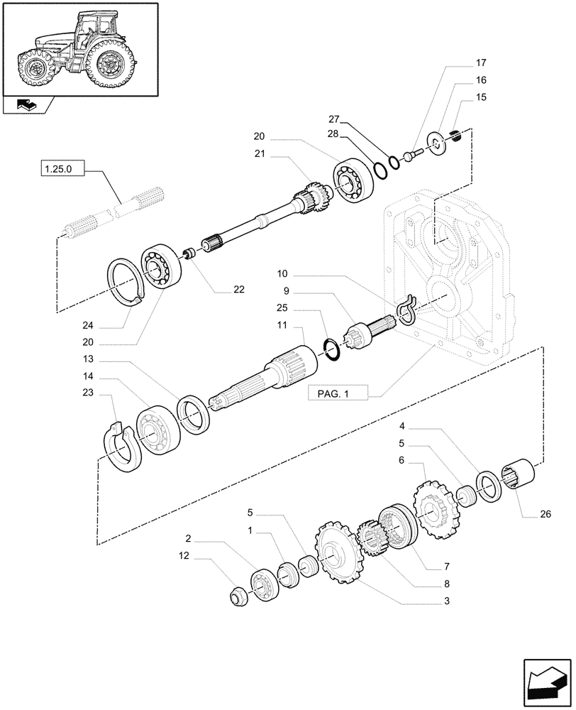 Схема запчастей Case IH FARMALL 105U - (1.80.1/04[02]) - MECH. 540/1000 POWER TAKE OFF (NA) - SHAFTS & GEARS (VAR.330815-331815) (07) - HYDRAULIC SYSTEM