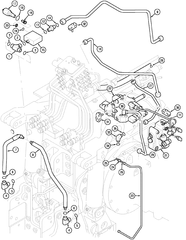 Схема запчастей Case IH MX170 - (08-03) - HYDRAULIC CIRCUIT HITCH (35) - HYDRAULIC SYSTEMS