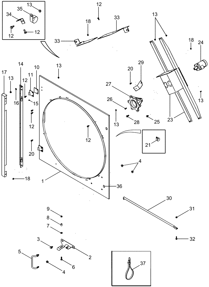 Схема запчастей Case IH 2388 - (02-06) - METAL DOOR ASSY - ROTARY AIR SCREEN (01) - ENGINE