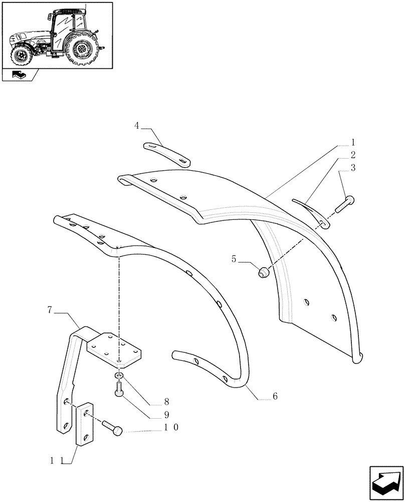 Схема запчастей Case IH FARMALL 105V - (1.43.0/02) - FRONT FENDERS (240MM) FOR STANDARD AXLE (VAR.337496) (04) - FRONT AXLE & STEERING