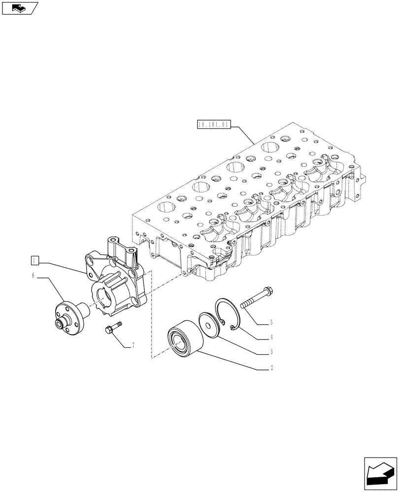 Схема запчастей Case IH F5AE9454J A002 - (10.414.01) - PULLEY, SUPPORT (10) - ENGINE