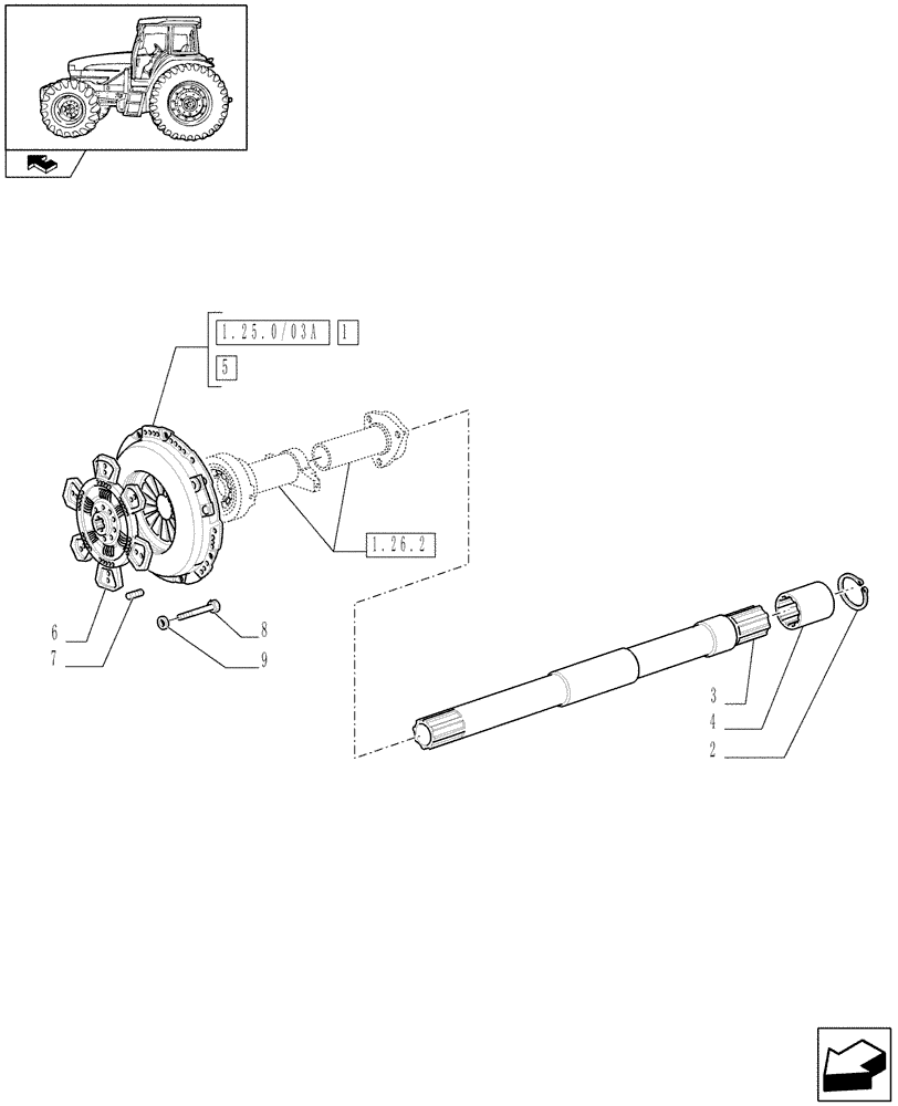 Схема запчастей Case IH FARMALL 105U - (1.25.0/03) - HYDRAULIC PTO - CLUTCH AND PTO SHAFTS (VAR.330727-334727-330729-334729-330728-332728-330819-334819) (03) - TRANSMISSION