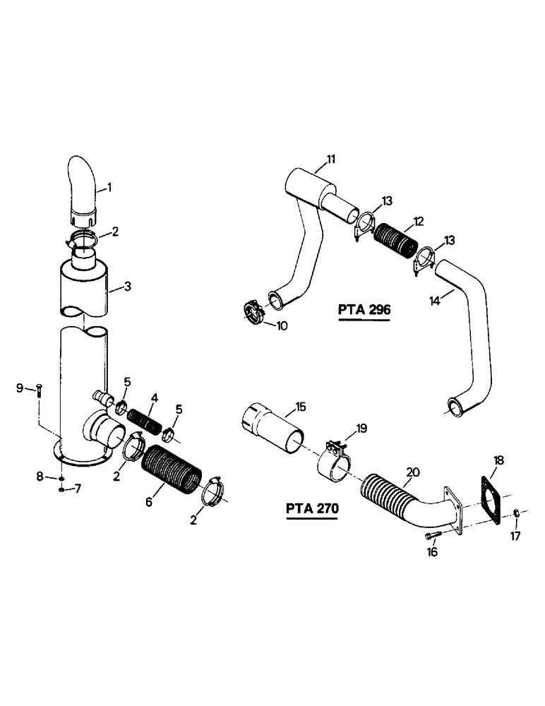 Схема запчастей Case IH PTA270 - (04-25) - PTA 270 & PTA 296 EXHAUST SYSTEM (04) - Drive Train