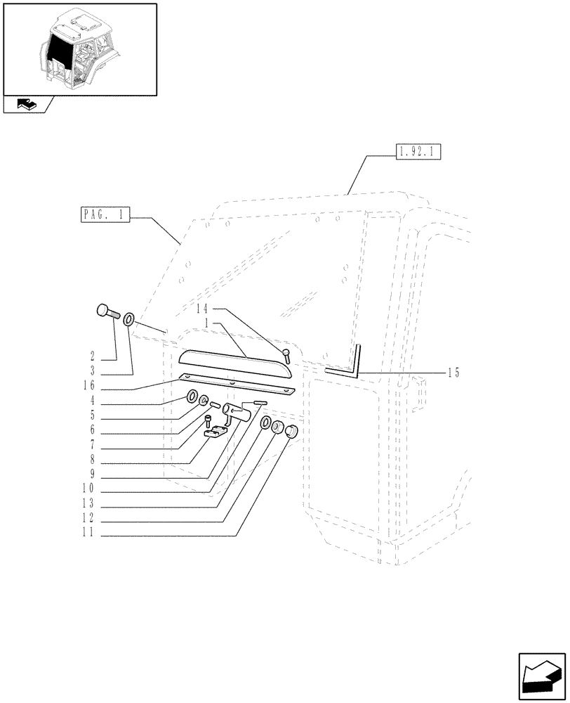 Схема запчастей Case IH FARMALL 105U - (1.92.3/01[02]) - HINGED WINDSHIELD - FASTENERS - W/CAB (VAR.330660) (10) - OPERATORS PLATFORM/CAB