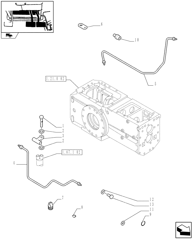 Схема запчастей Case IH FARMALL 90 - (1.92.68[02]) - BRAKE PIPING - C6376 (10) - OPERATORS PLATFORM/CAB