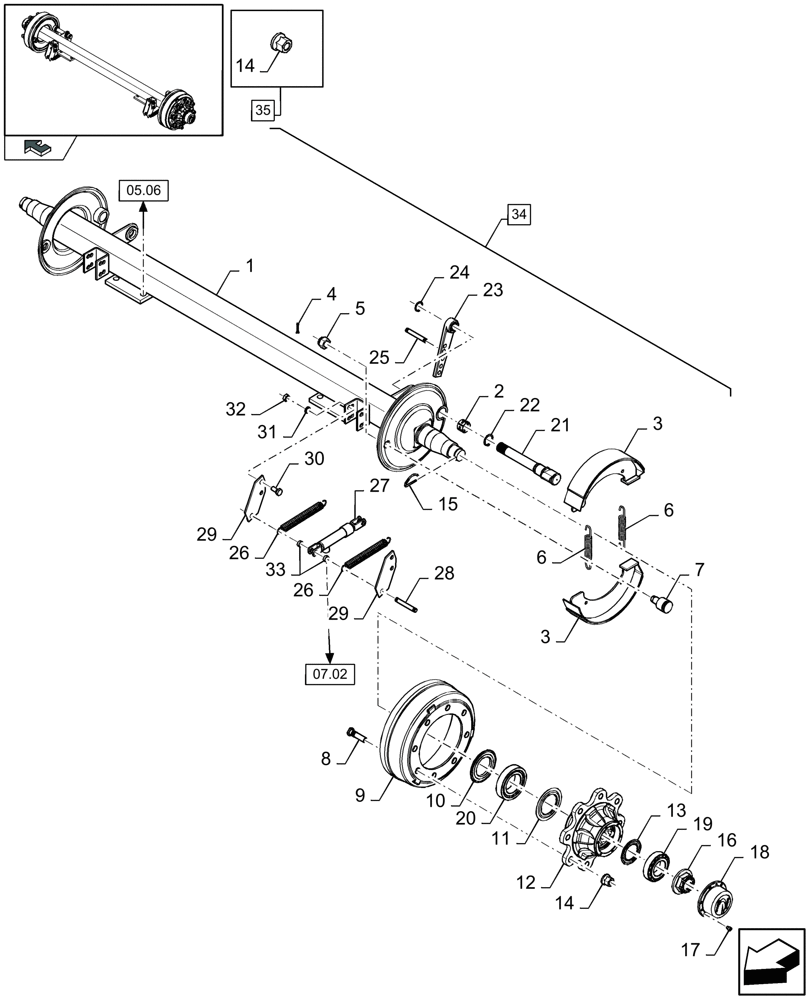 Схема запчастей Case IH LB433R - (05.11[01]) - TANDEM AXLE, HYDRAULIC BRAKES (05) - AXLE