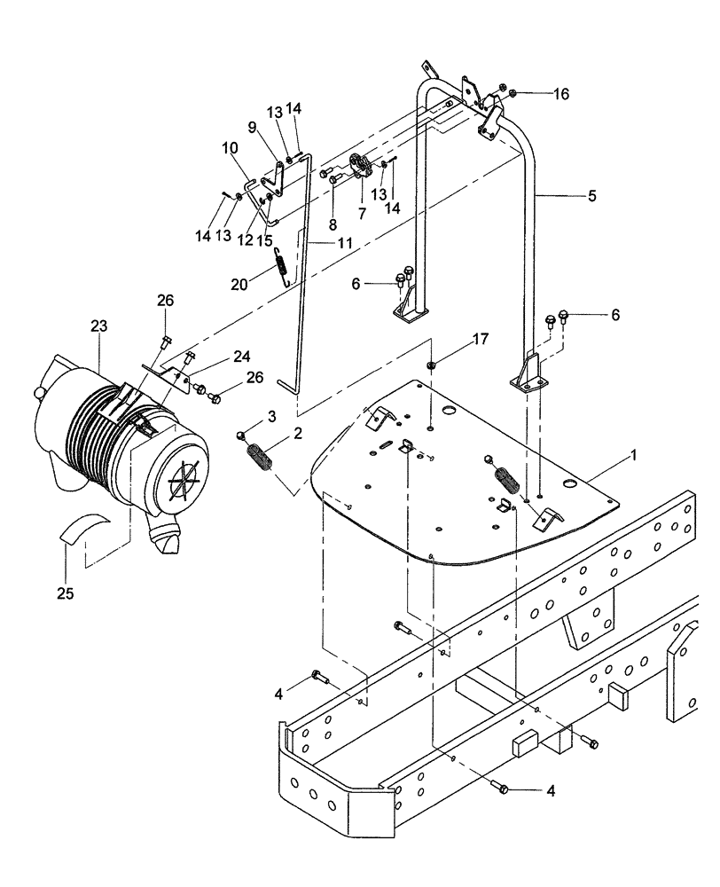 Схема запчастей Case IH DX48 - (02.01.04) - BATTERY STAND HOLDER & HOOD LATCH - ON & ABOVE PIN HDG500156 DX48 & HDG600483 DX55 (02) - ENGINE EQUIPMENT