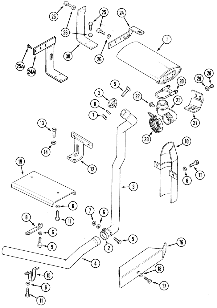 Схема запчастей Case IH 5220 - (2-10) - EXHAUST SYSTEM, DOWNSWEPT (02) - ENGINE