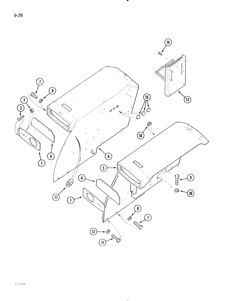 Схема запчастей Case IH 695 - (9-026) - REAR FENDERS, FLAT TOP (09) - CHASSIS/ATTACHMENTS