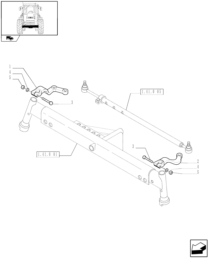 Схема запчастей Case IH FARMALL 60 - (1.41.0[04]) - 2WD FRONT AXLE - LEVERS (04) - FRONT AXLE & STEERING