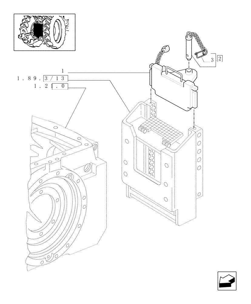 Схема запчастей Case IH JX70U - (1.89.3/15[01]) - (VAR.932) TOW HOOK & SUPPORT - CATEGORY "D2" (09) - IMPLEMENT LIFT