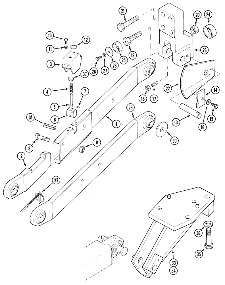 Схема запчастей Case IH 5220 - (9-010) - HITCH, LIFT LINKS, LOWER (09) - CHASSIS/ATTACHMENTS