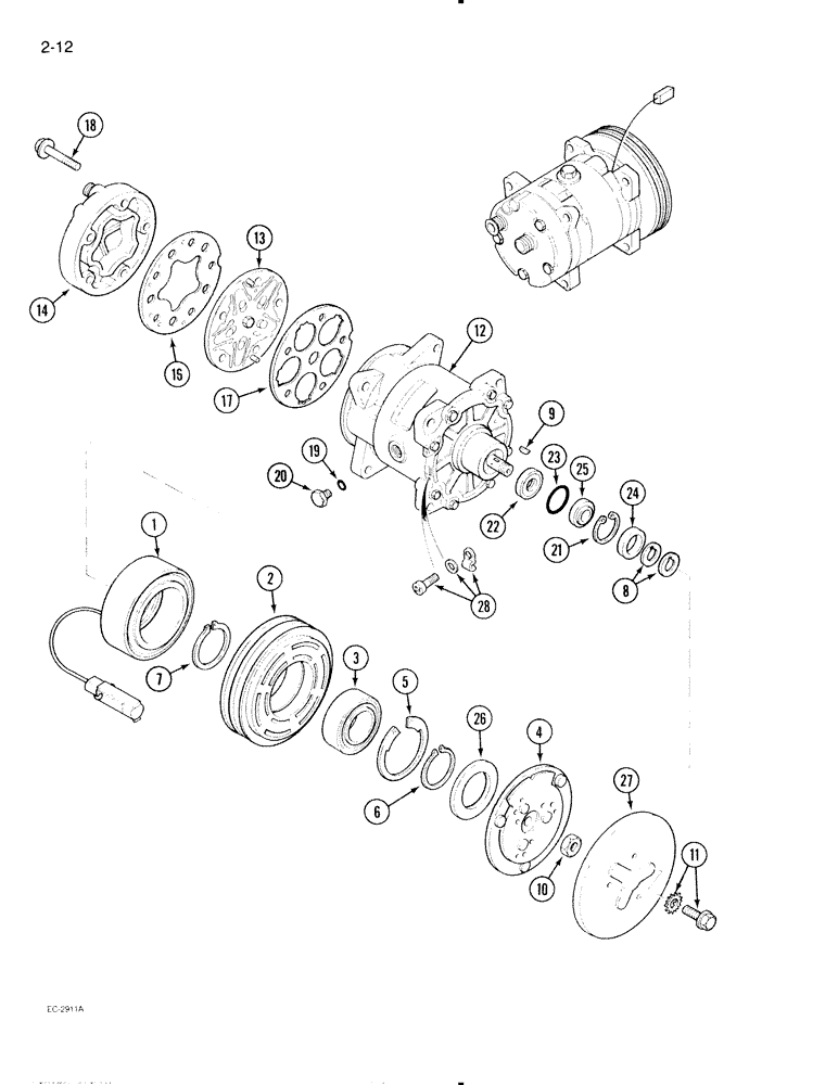 Схема запчастей Case IH 595 - (2-12) - AIR CONDITIONING, FREON COMPRESSOR (02) - ENGINE