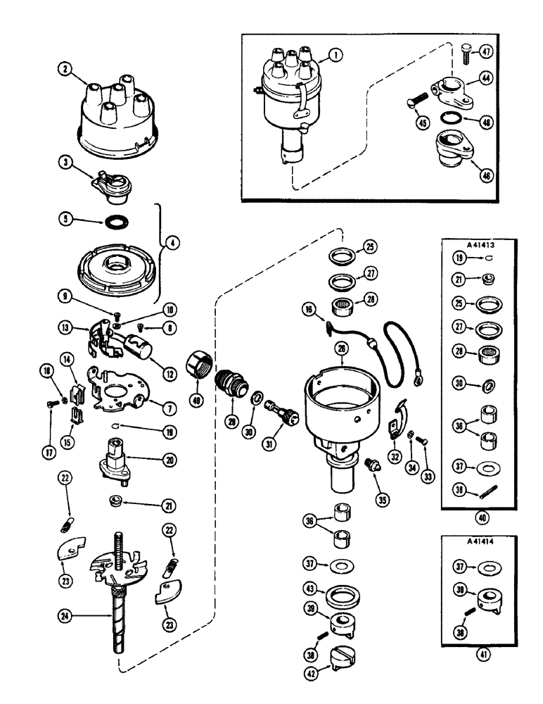 Схема запчастей Case IH 1060 - (438) - A57081 DISTRIBUTOR, (284) SPARK IGNITION ENGINE, WITH CAMSHAFT DRIVE OIL PUMP (55) - ELECTRICAL SYSTEMS