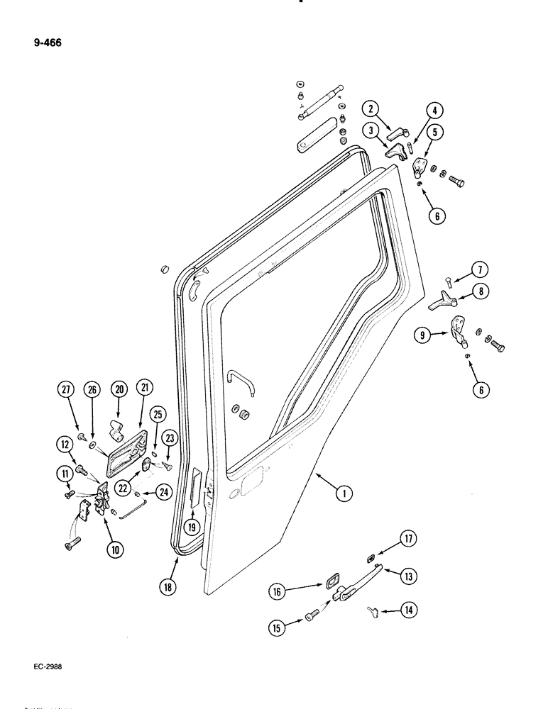 Схема запчастей Case IH 885 - (9-466) - CAB DOOR (09) - CHASSIS/ATTACHMENTS