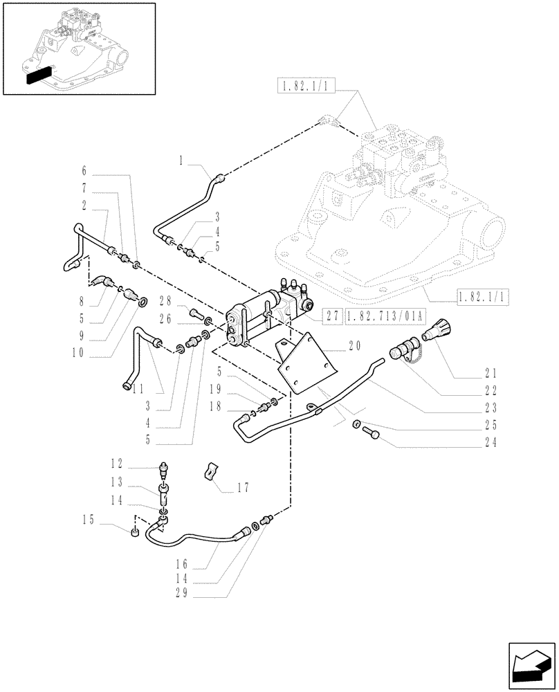 Схема запчастей Case IH MXM120 - (1.82.713) - (VAR.371) TRAILER BRAKE VALVE FOR OPEN CENTRE (07) - HYDRAULIC SYSTEM