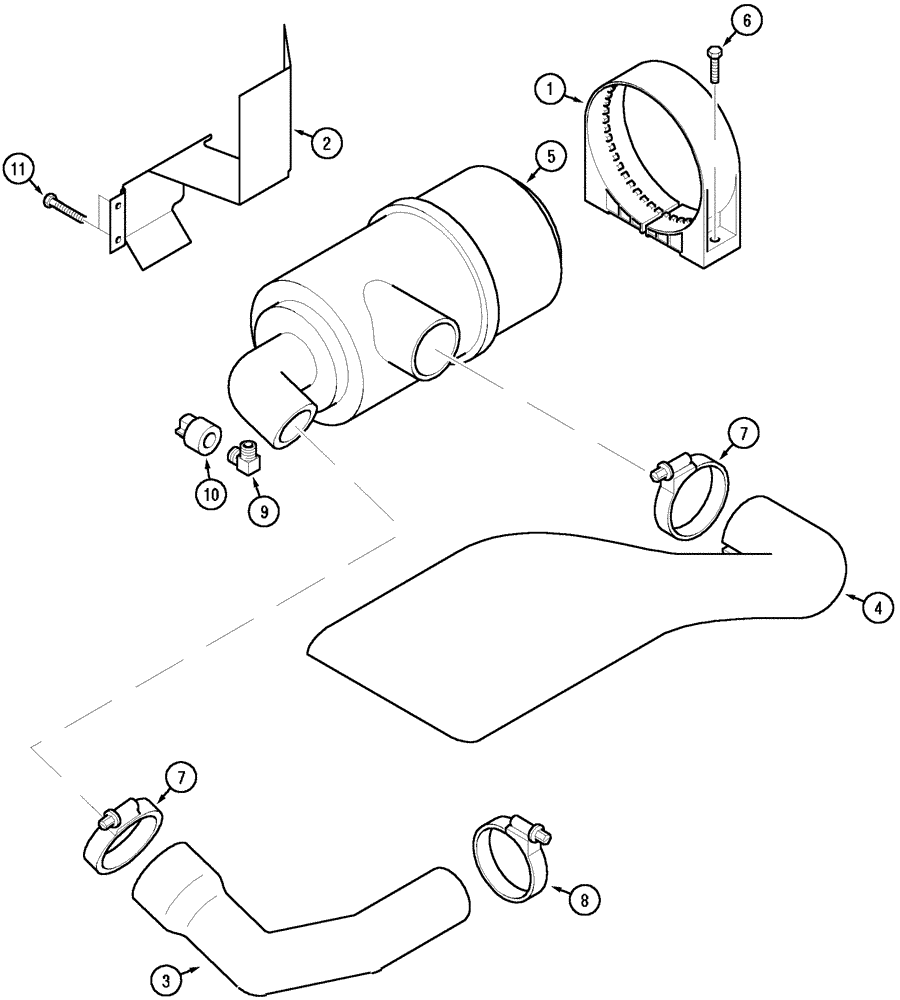 Схема запчастей Case IH CX50 - (02-10) - AIR CLEANER AND CONNECTIONS (02) - ENGINE