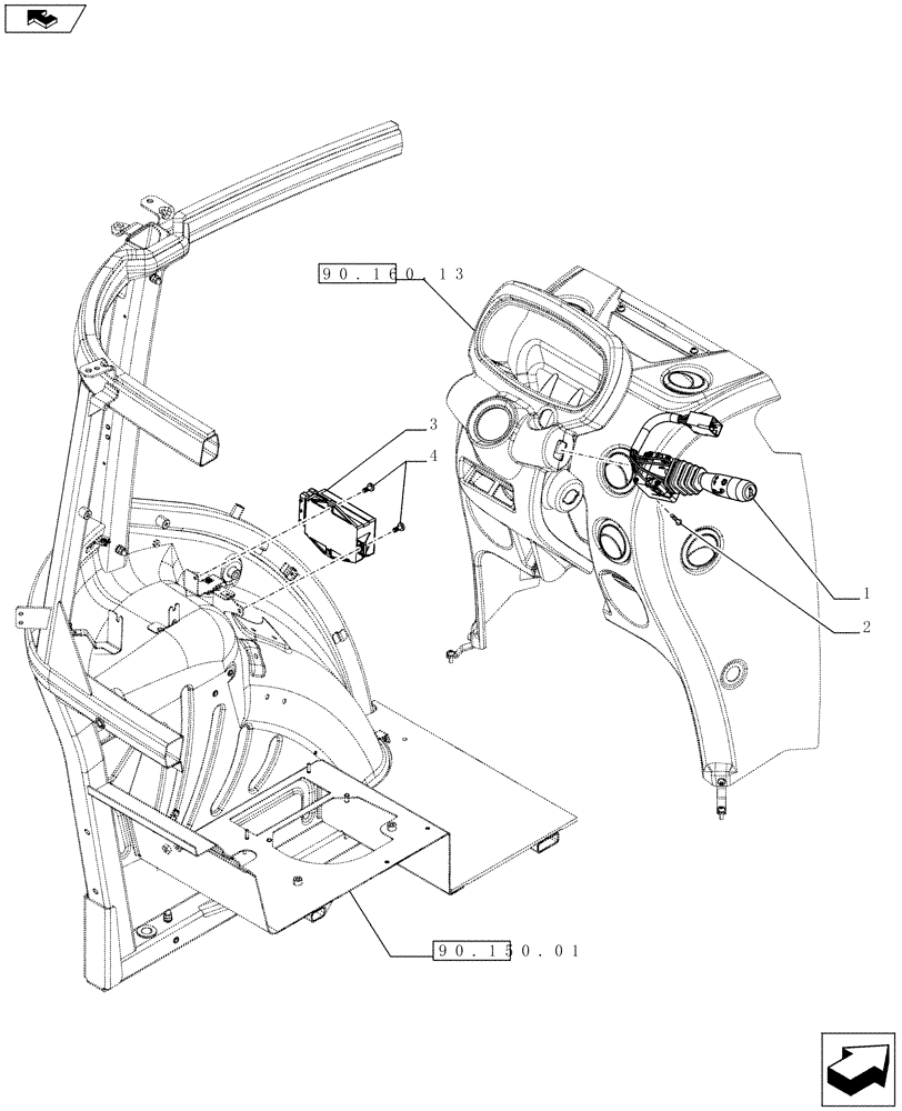 Схема запчастей Case IH FARMALL 75C - (55.404.06) - HEADLIGHT CONTROL LEVER - W/CAB (55) - ELECTRICAL SYSTEMS