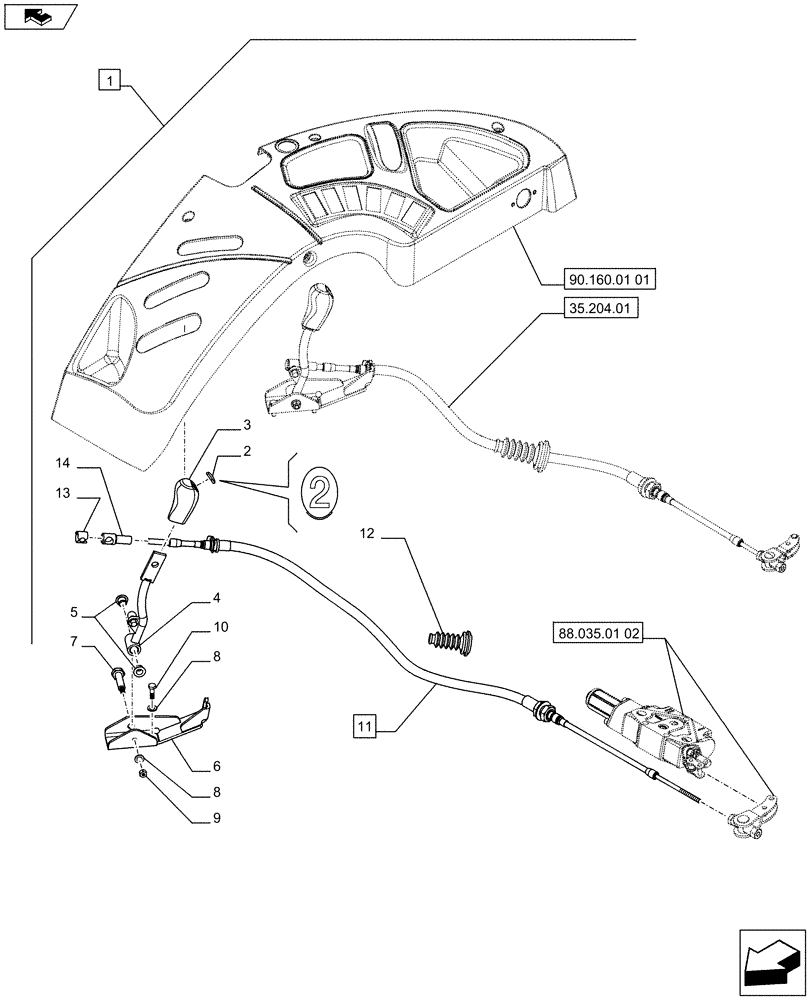 Схема запчастей Case IH FARMALL 75C - (88.035.01[01]) - DIA KIT - 2ND REAR CONTROL VALVE WITH 2 COUPLERS - OUTER CONTROL LEVER - ISO (88) - ACCESSORIES