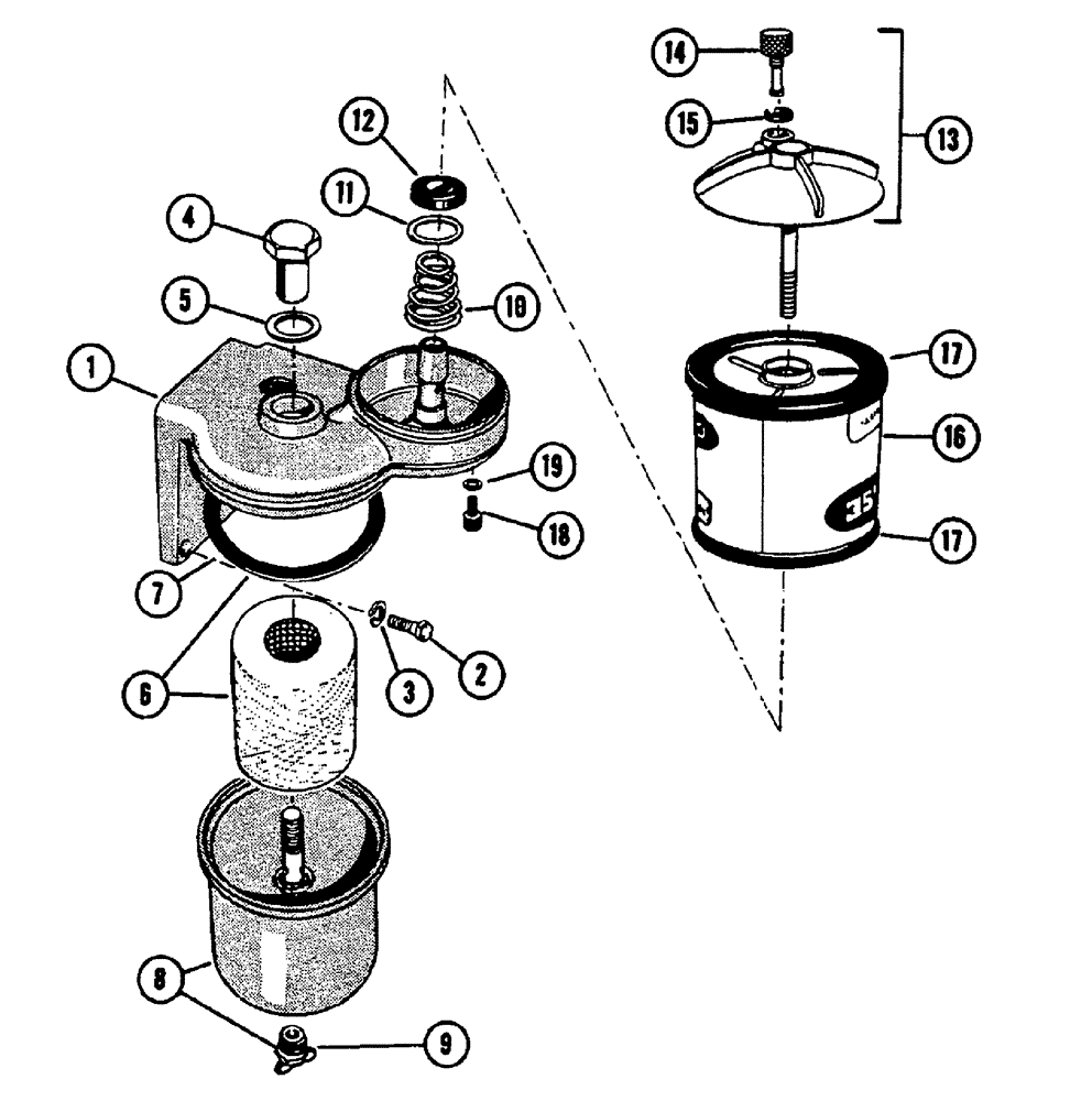 Схема запчастей Case IH 630 - (041) - A35735 FUEL FILTERS ASSY. (03) - FUEL SYSTEM