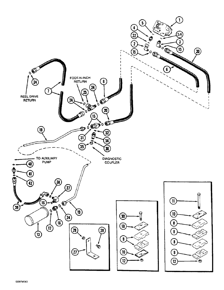 Схема запчастей Case IH 1660 - (5-06) - STEERING SYSTEM, SUPPLY AND RETURN, P.I.N. JJC0103800 AND AFTER (04) - STEERING