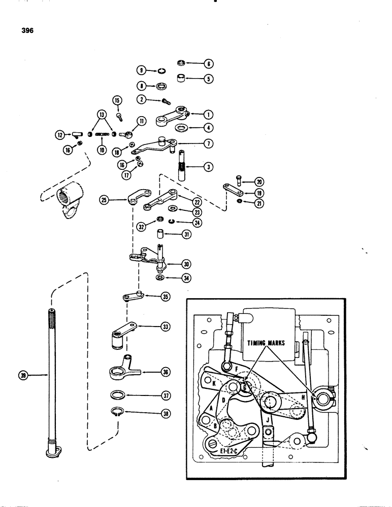 Схема запчастей Case IH 1070 - (0396) - D-O-M UPPER SENSING LINKAGE (09) - CHASSIS/ATTACHMENTS