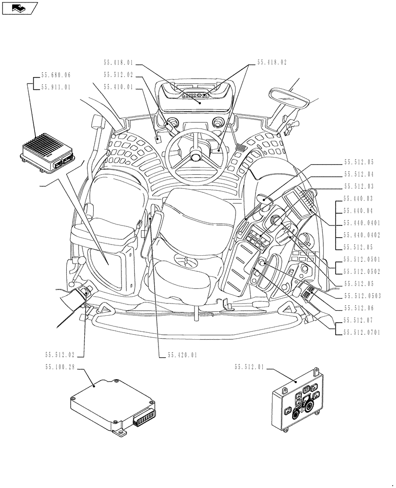 Схема запчастей Case IH PUMA 215 - (55.000.00[04]) - PICTORIAL INDEX - ELECTRICAL SYSTEMS (55) - ELECTRICAL SYSTEMS