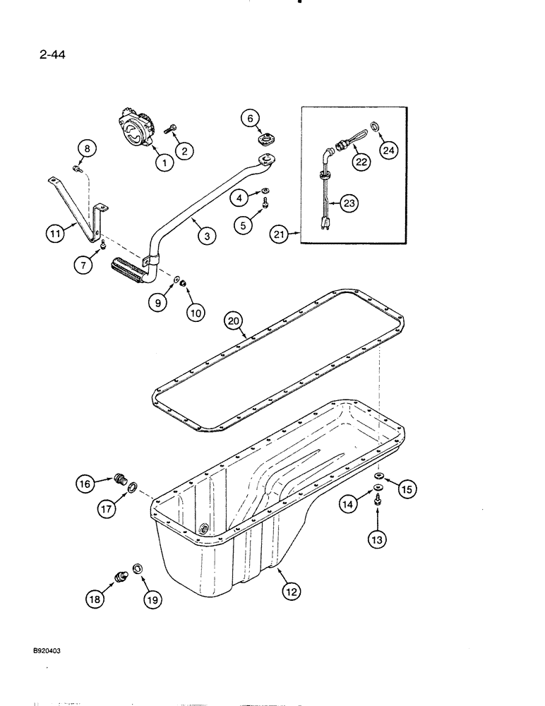 Схема запчастей Case IH 6830TA - (2-44) - OIL PUMP AND OIL PAN, 6T-830 ENGINE, 6TA-830 ENGINE 