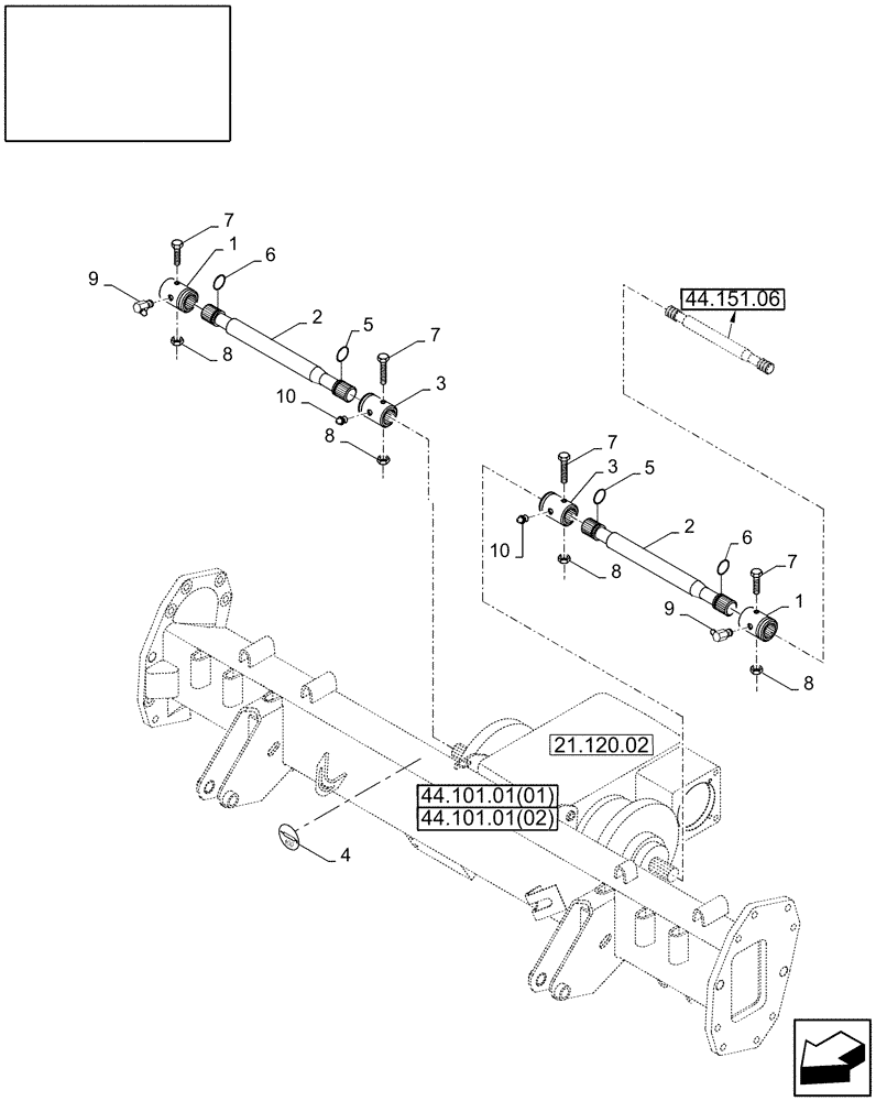 Схема запчастей Case IH 7230 - (25.151.08[01]) - HALF-SHAFTS WITHOUT EXTENSIONS - 7230 (25) - FRONT AXLE SYSTEM