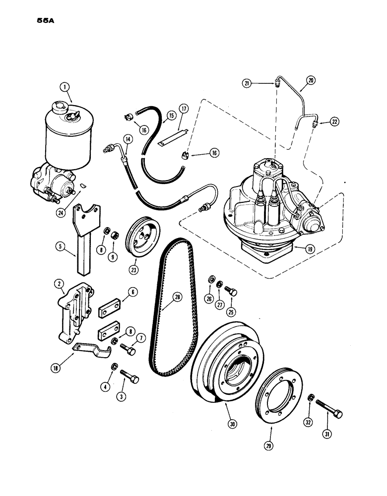 Схема запчастей Case IH 1030 - (055A) - POWER STEERING PUMP ATTACHING PARTS, USED PRIOR TO TRACTOR SERIAL NUMBER 8310335 (05) - STEERING