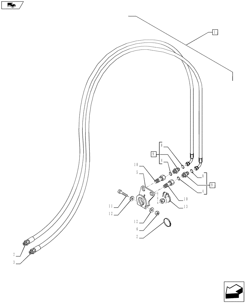 Схема запчастей Case IH PUMA 170 - (88.035.06[02]) - DIA KIT - AUXILIARY COUPLERS FOR FRONT HPL - PIPES AND BRACKETS (88) - ACCESSORIES