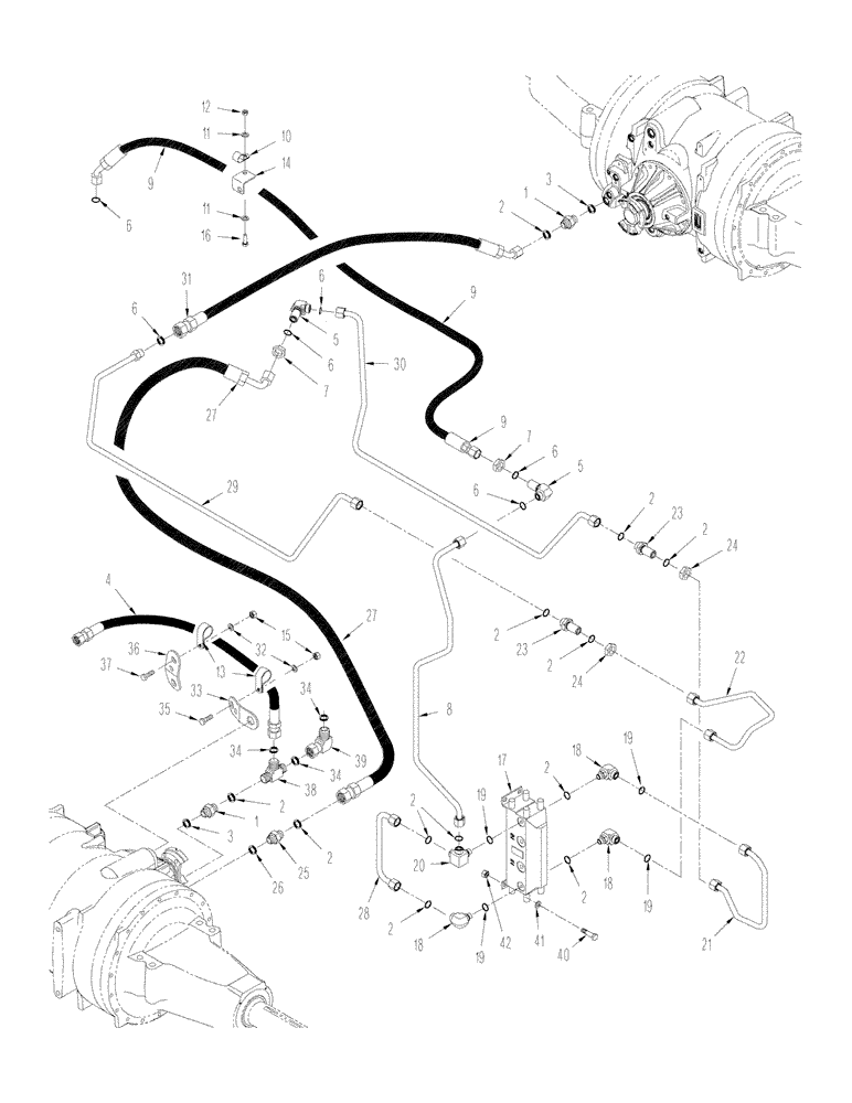 Схема запчастей Case IH STX425 - (08-08[01]) - 500 SERIES AXLE HYDRAULICS - AIR AND LUBRICATION CIRCUIT, ASN JEE0102001, WHEEL TRACTOR (08) - HYDRAULICS