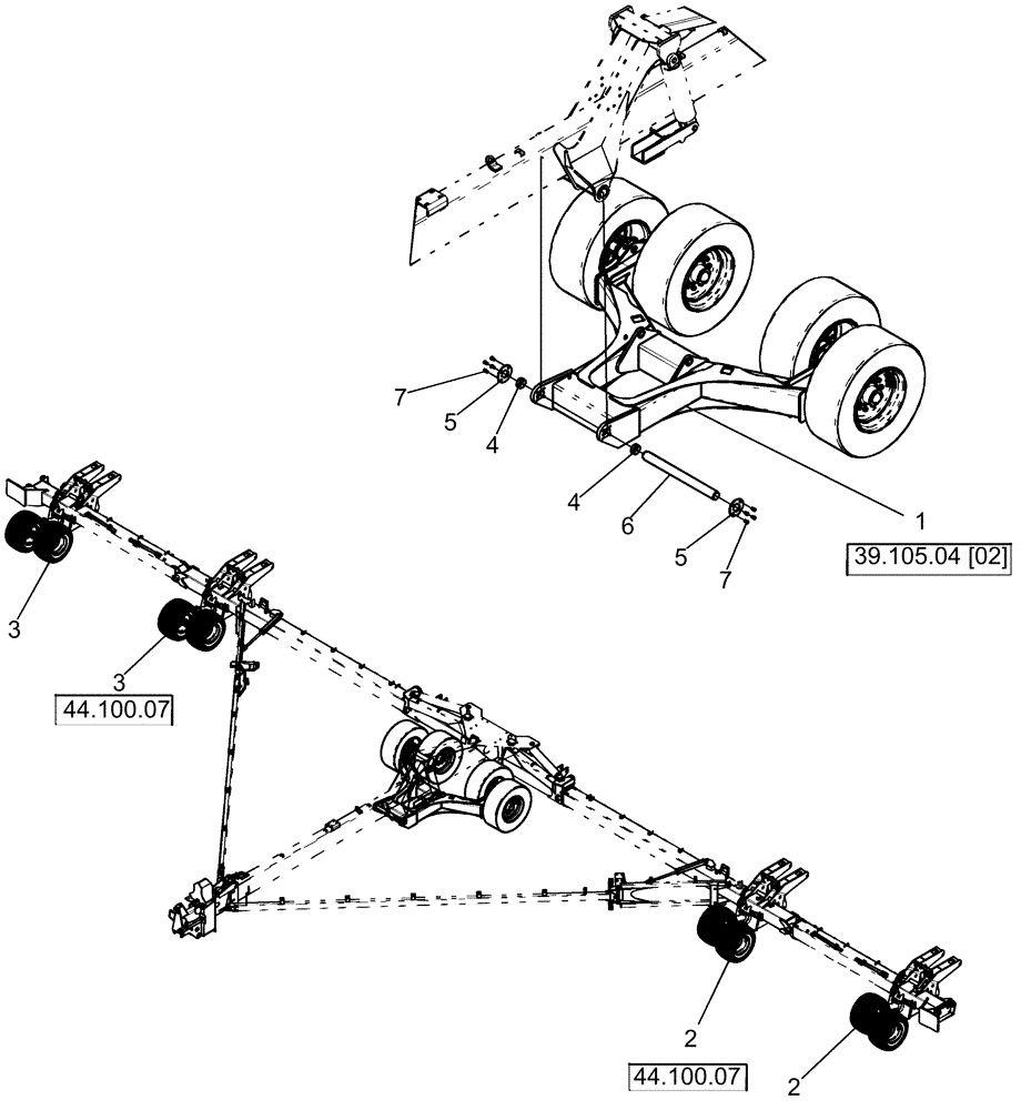 Схема запчастей Case IH 1260 - (44.100.02) - AXLE AND WHEELS - HIGH FLOAT WING WHEELS 30" (44) - WHEELS