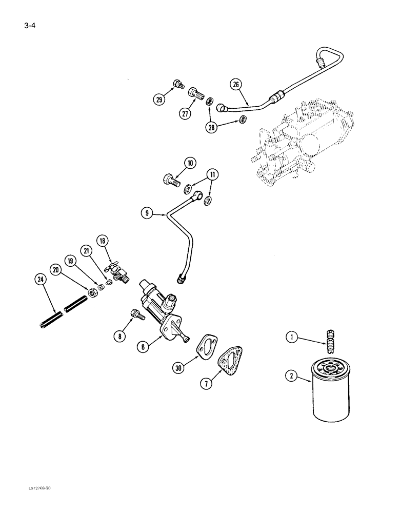 Схема запчастей Case IH 1640 - (3-04) - FUEL FILTER AND LIFT PUMP, 6TA-590 ENGINE (02) - FUEL SYSTEM