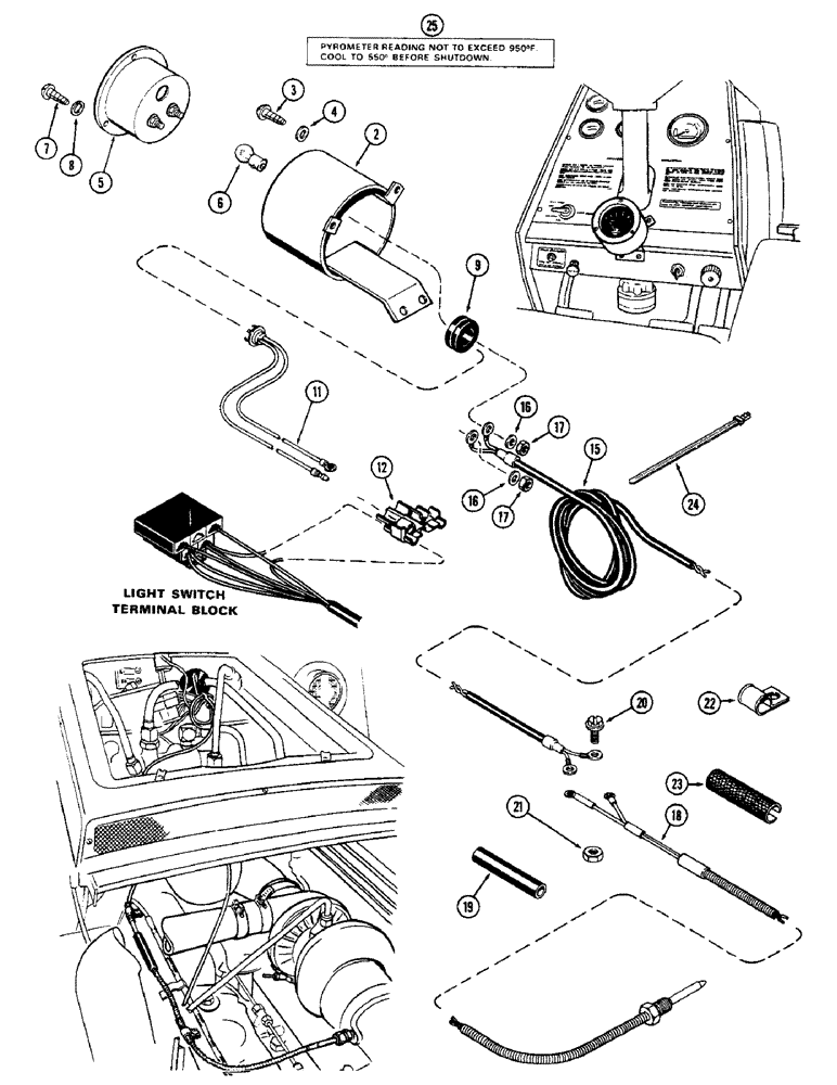 Схема запчастей Case IH 1570 - (062) - PYROMETER KIT, 504BDT DIESEL ENGINE (04) - ELECTRICAL SYSTEMS