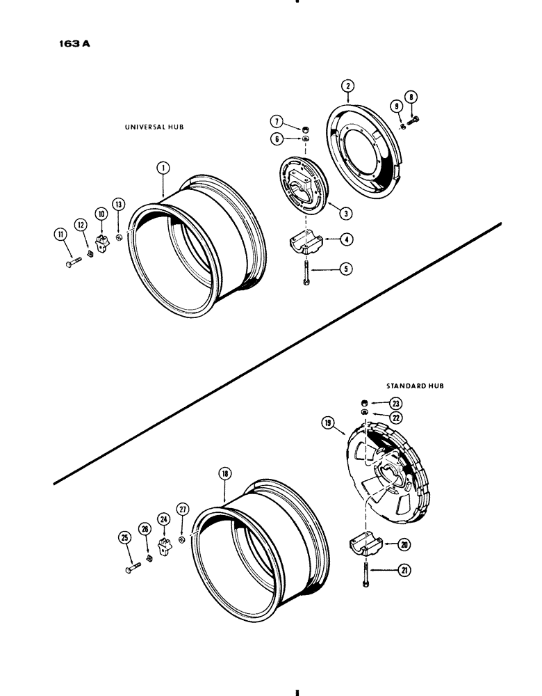 Схема запчастей Case IH 730 SERIES - (163A) - REAR WHEELS W/34" RIMS, 3-3/16" AXLE 48" TO 88", MANUAL ADJUSTABLE, GEN. PURP., 4 WHEEL & WEST. (06) - POWER TRAIN