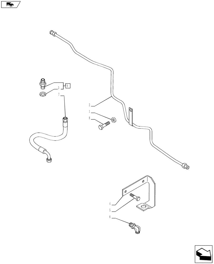 Схема запчастей Case IH PUMA 230 - (33.204.1401[01]) - 4WD AXLE WITH BRAKE - BRAKE PIPING - C7090 (VAR.728195-728212) (33) - BRAKES & CONTROLS