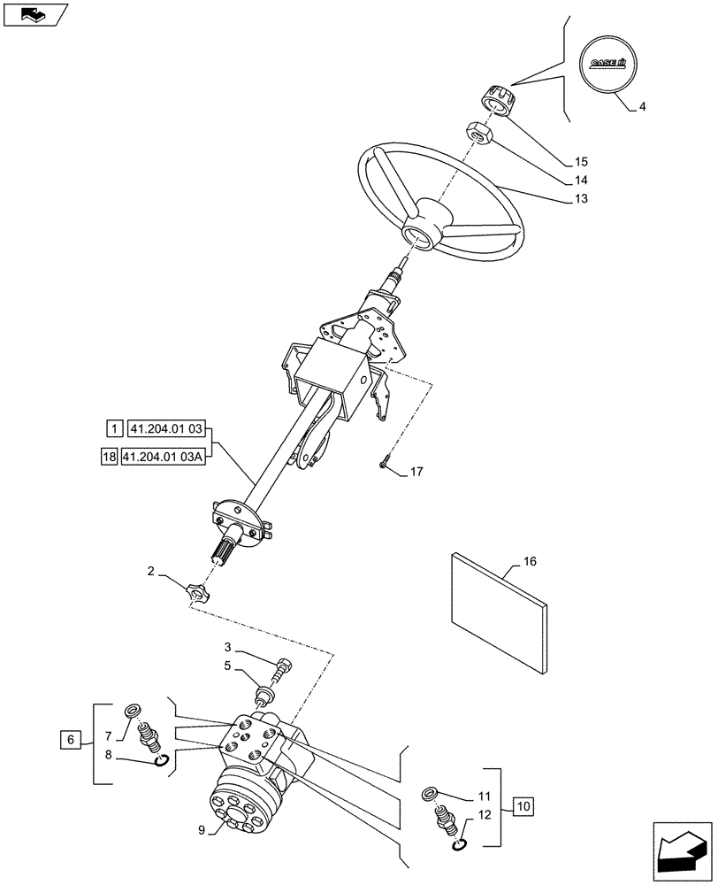 Схема запчастей Case IH PUMA 200 - (41.204.01[01]) - HYDROSTATIC STEERING WHEEL AND STEERING COLUMN (41) - STEERING