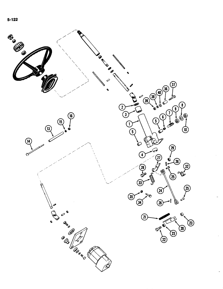Схема запчастей Case IH 4490 - (5-122) - ADJUSTABLE STEERING COLUMN, STANDARD OR DELUXE STEERING WHEEL (05) - STEERING