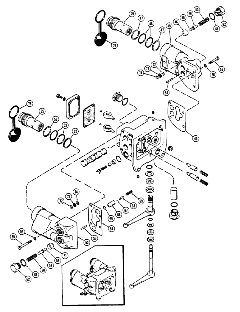 Схема запчастей Case IH 2670 - (364) - A141844 REMOTE HYDRAULIC VALVE, WITHOUT RELIEF VALVE AND WITH COUPLERS(CONT) (08) - HYDRAULICS