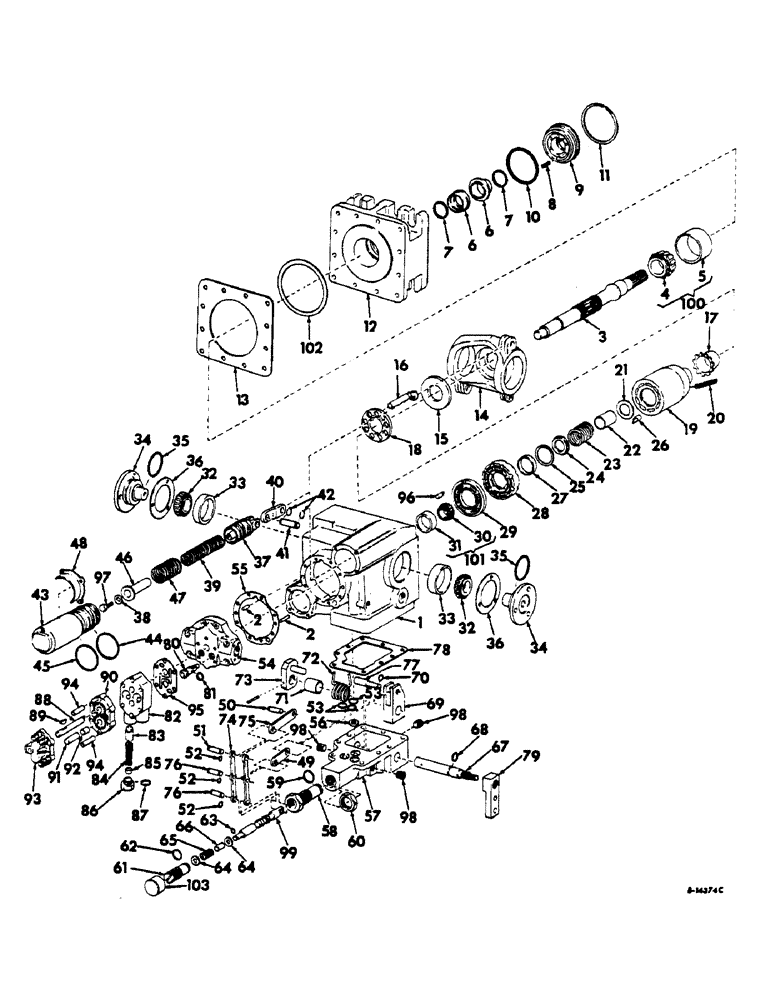 Схема запчастей Case IH 303 - (178) - HYDRAULIC TRANSMISSION PUMP, FOR HYDROSTATIC GROUND DRIVE (35) - HYDRAULIC SYSTEMS