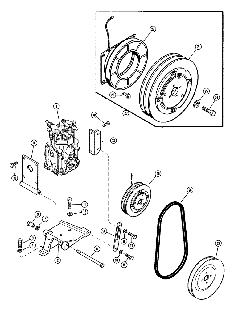 Схема запчастей Case IH 2590 - (9-412) - AIR CONDITIONING, COMPRESSOR MOUNTING AND DRIVE, PRIOR TO P.I.N. 9906496 (09) - CHASSIS/ATTACHMENTS