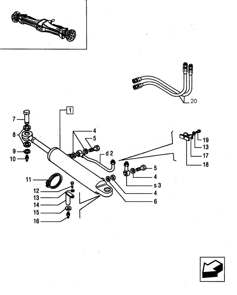 Схема запчастей Case IH JX85 - (1.40.0/12[02]) - FRONT AXLE - POWER STEERING CYLINDER AND PIPES (04) - FRONT AXLE & STEERING