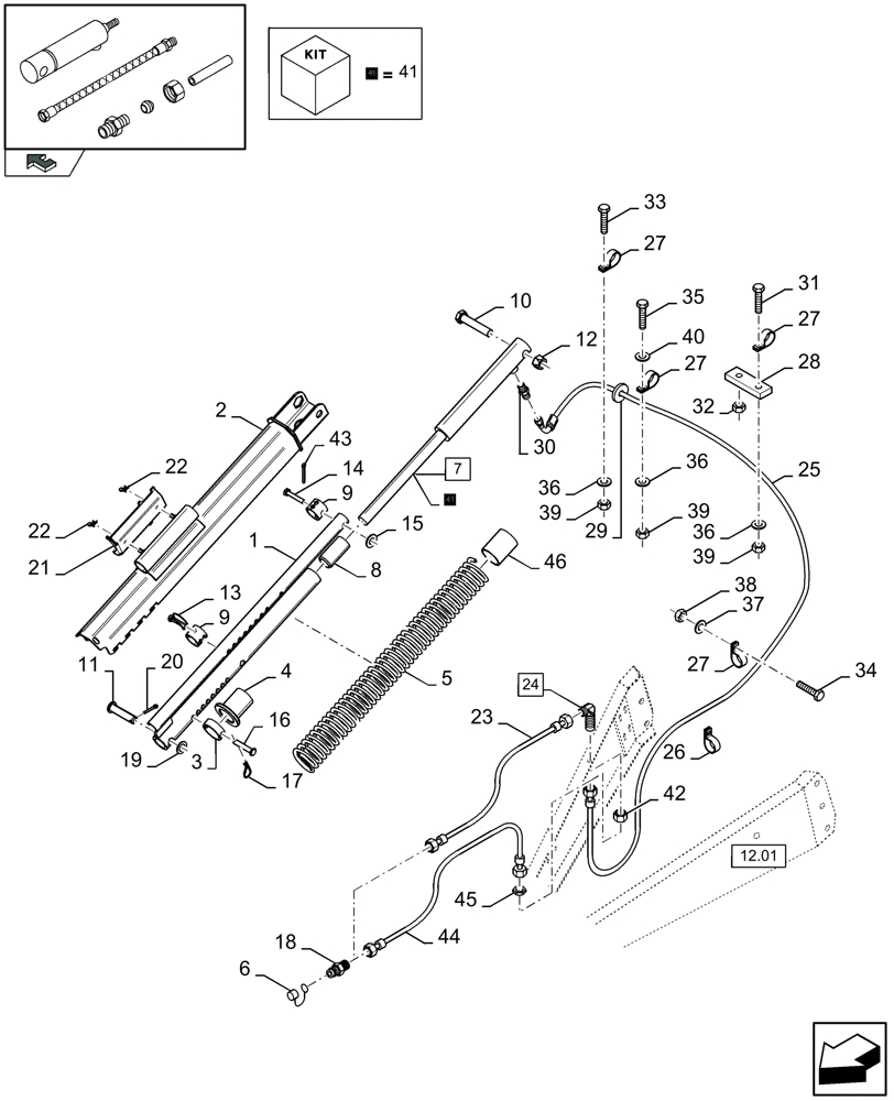 Схема запчастей Case IH LB433R - (07.05[01]) - PICK-UP LIFTING SYSTEM (07) - HYDRAULIC SYSTEM