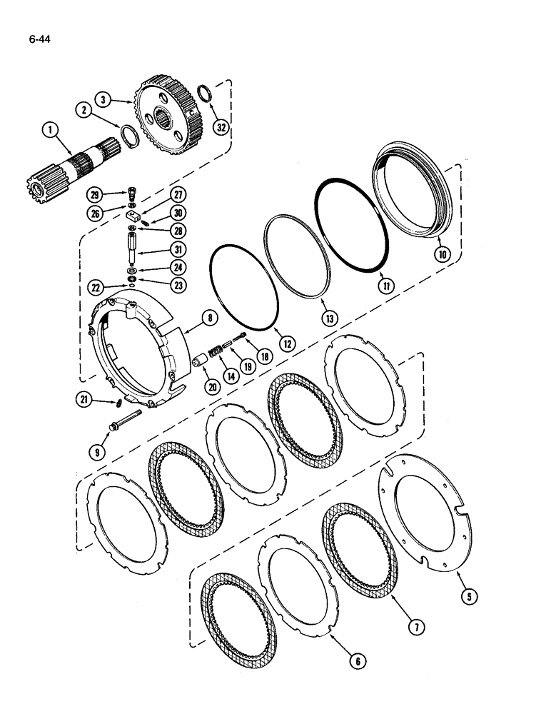 Схема запчастей Case IH 3394 - (6-44) - DIFFERENTIAL, SHAFT AND BRAKE MECHANISM (06) - POWER TRAIN